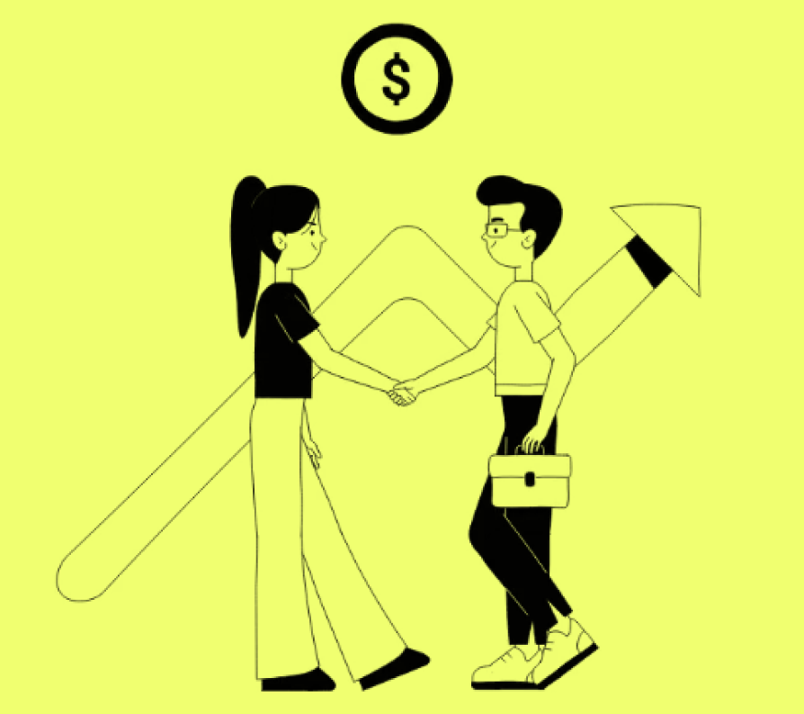 infographic boy and girl shaking hand